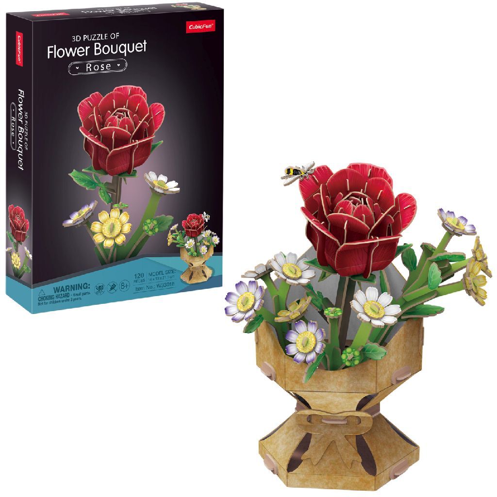 Cubic Fun 3D Puzzel Roos Boeket 120 Stukjes