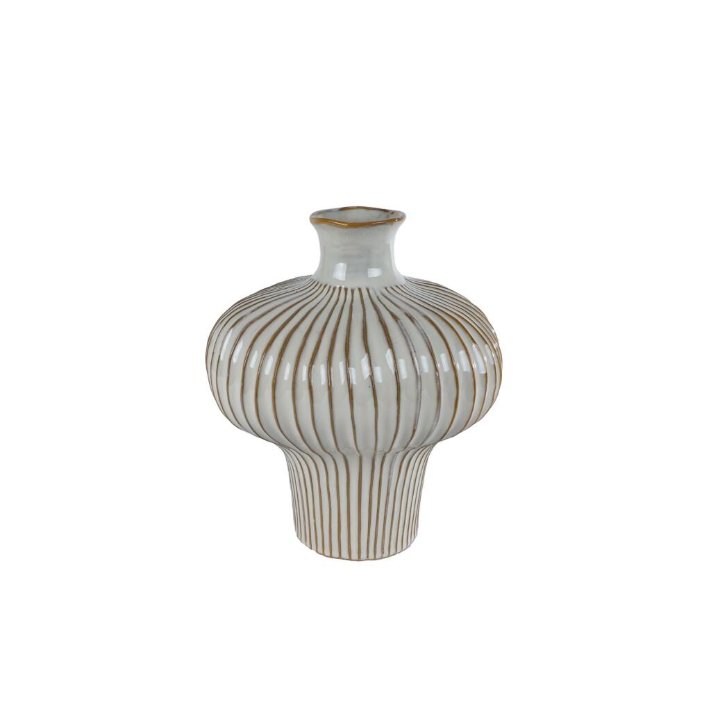 Vaas Jodie 25.5x23.5x29 cm Aardewerk/Wit/Bruin