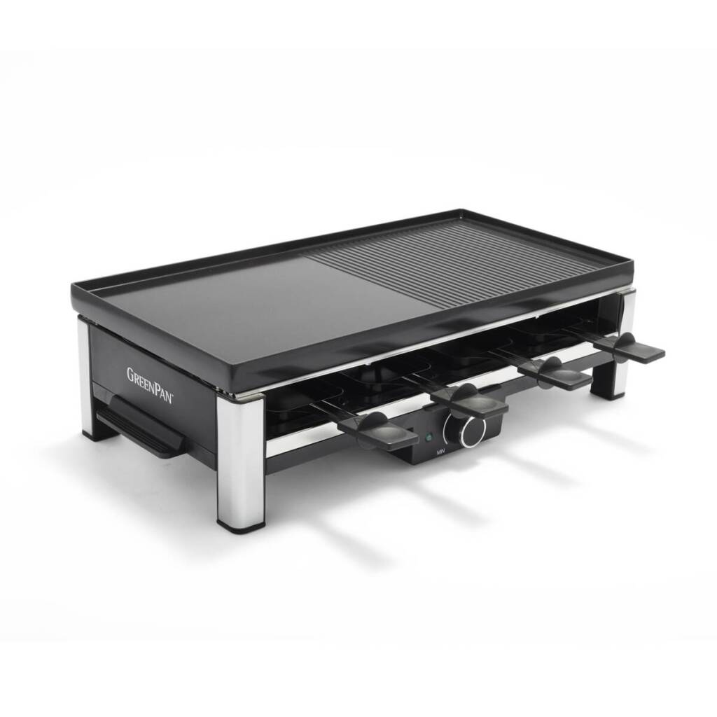 GreenPan Bistro Gourmet Raclette 8 Personen Zwart/Zilver