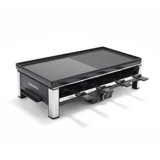 GreenPan Bistro Gourmet Raclette 8 Personen Zwart/Zilver