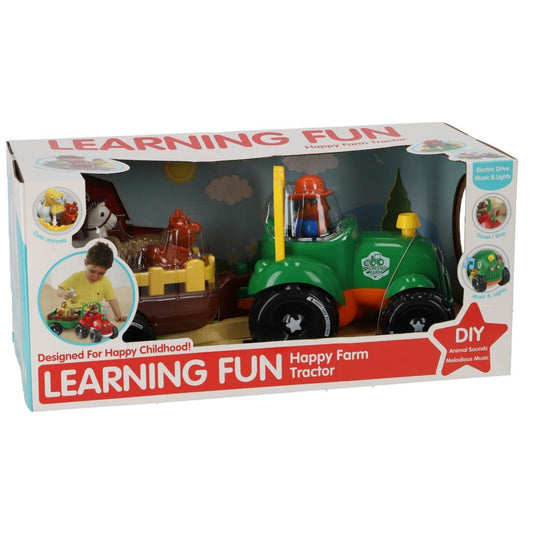 Tractor met Aanhanger + 4 Dieren + Licht en Geluid