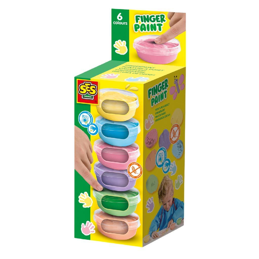 SES Creative Vingerverf 6 Pastel Kleuren 45ml